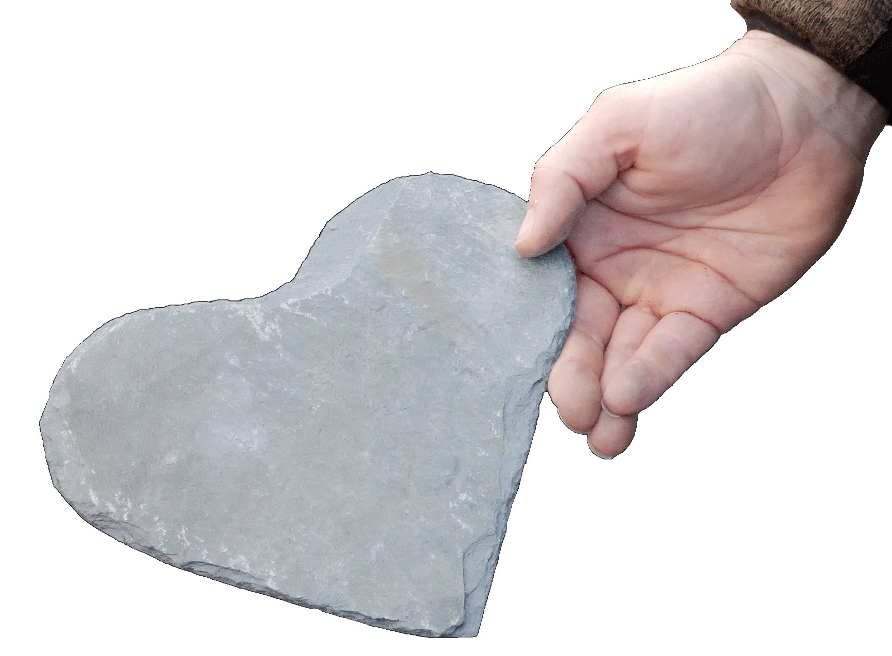 schieferherz wird von einer hand gehalten